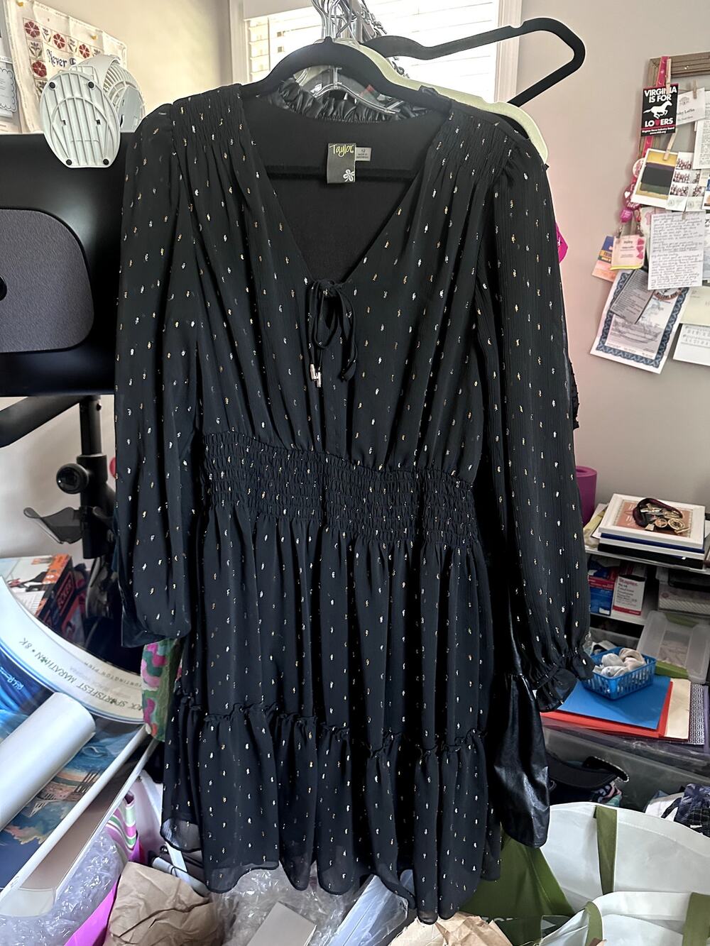 Black LS Shimmer Dress | Taylor | Size 12